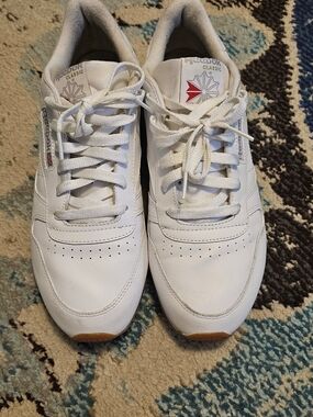 Reebok White Leather Sneakers with Red Logo Accent